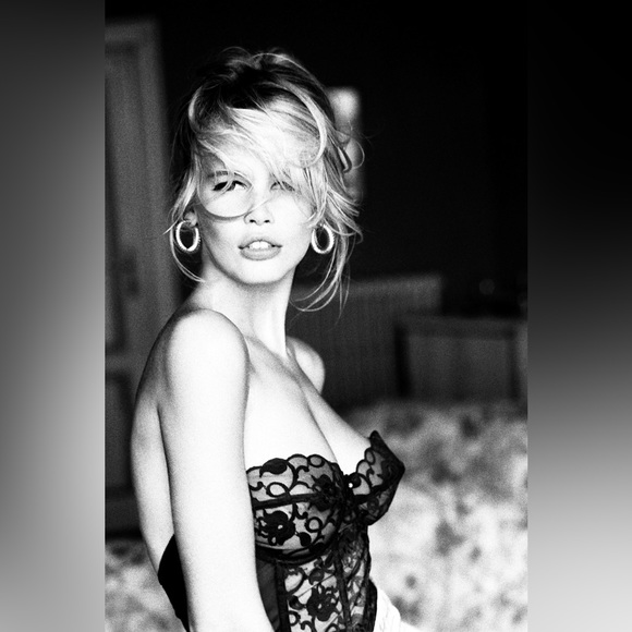 GUESS Neon Pop Art Claudia Schiffer Distressed Black Denim Jean Tote Bag - Picture 5 of 10